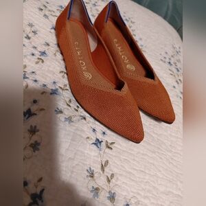 Rothy's The Point Mary Jane Flats Women's Size 7 Tangerine Knit Casual Slip On